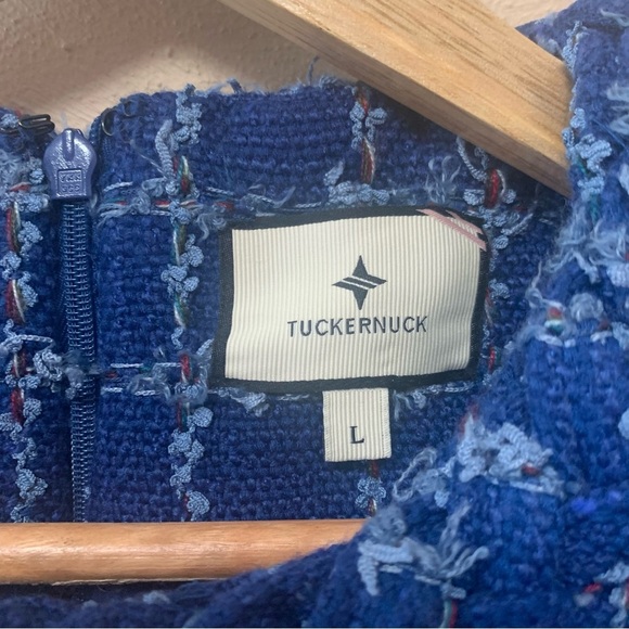 Tuckernuck Sapphire Tweed Jackie Dress Blue Windowpane Tweed Size Large - Picture 13 of 15